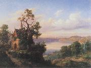 unknow artist Landscape with a lake and a gothic church china oil painting artist